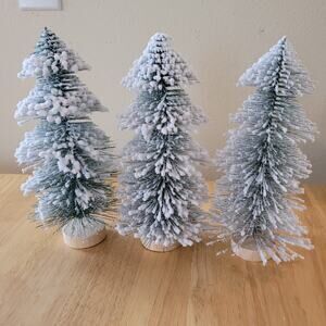 COPY - 8.5 inch heavily flocked bottle brush realistic trees Holiday Christmas